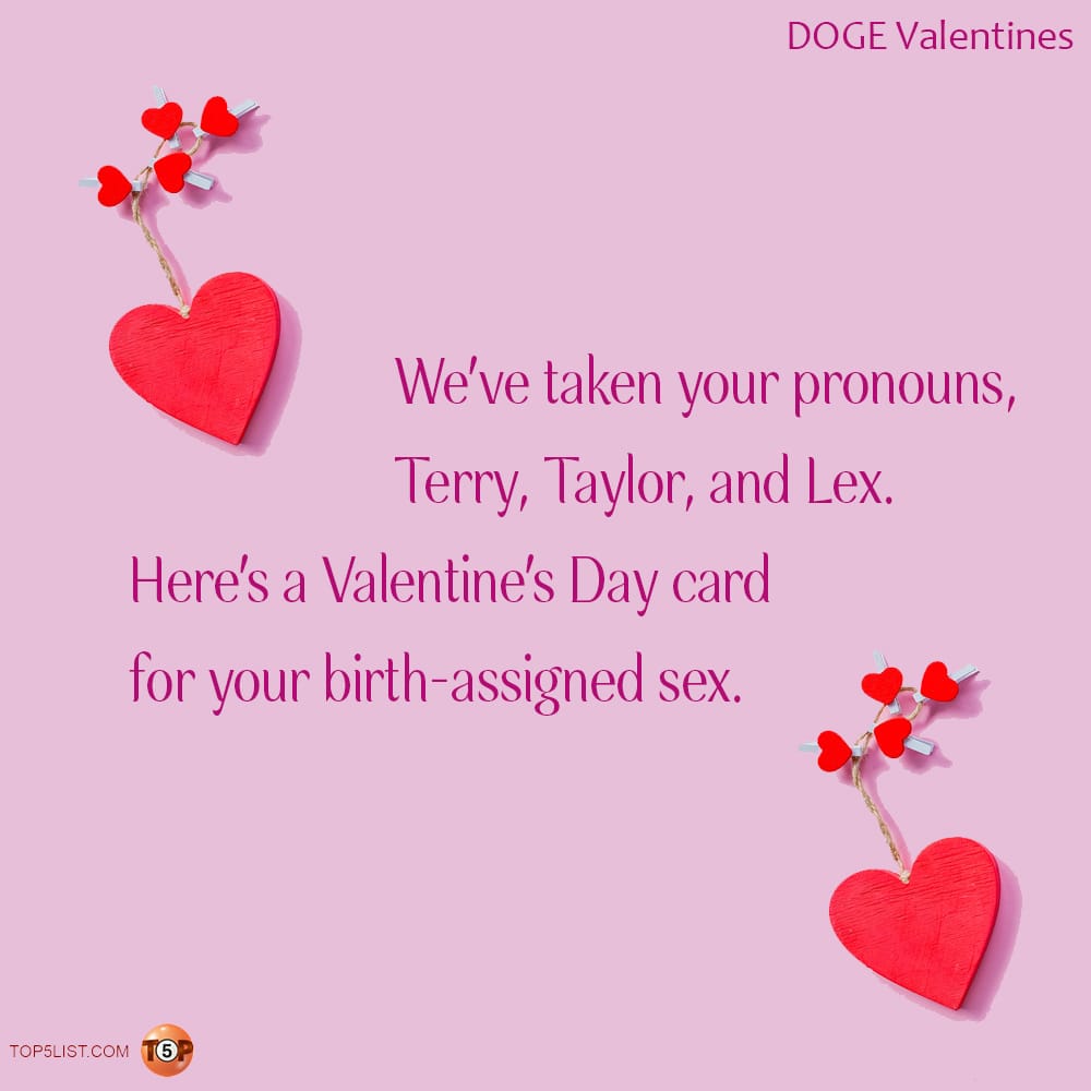 We've takent your pronouns, Terry, Taylor, and Lex. Here's a Valentine's Day card for your birth-assigned sex.